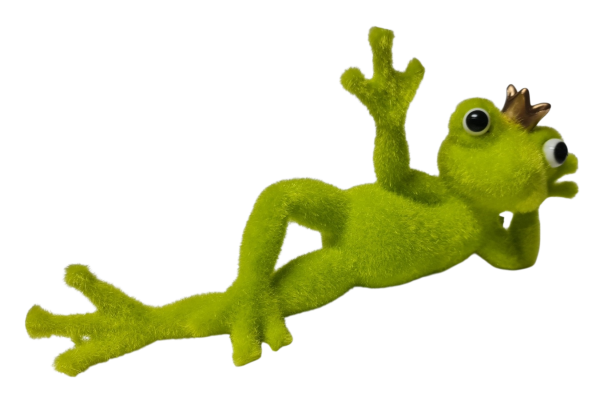 Moderner Deko Sitzhase schwarz mit langen Fasern auf Regal platziert