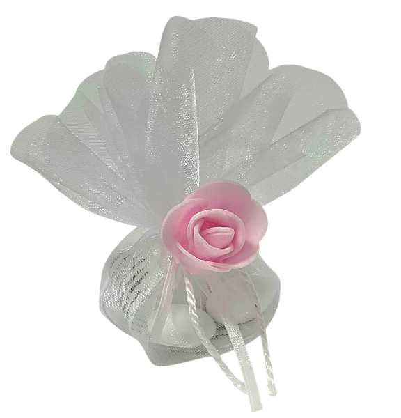 Gastgeschenk Organzasäckchen mit einer Rose