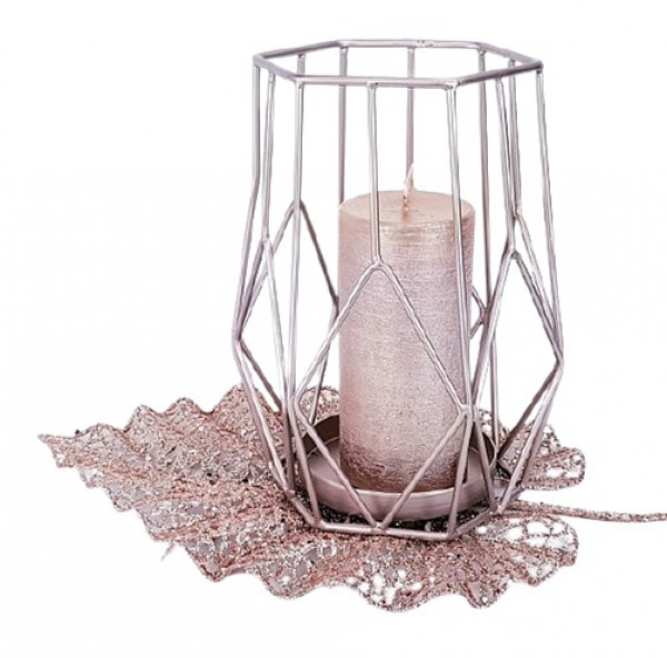 Geometrischer Kerzenhalter aus Metall in der Farbe Rose - 1 Geometrischer Kerzenhalter aus Metall in der Farbe Rose - 1
