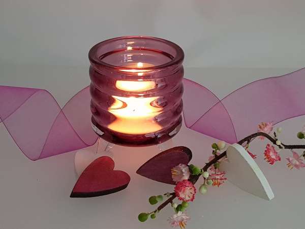Windlicht mit Glasfüßen in der Farbe Malve - 3