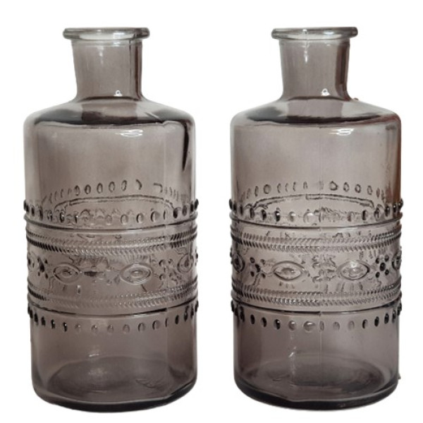 Vase mit Ornamenten 14,5 cm, rauchschwarz - 1