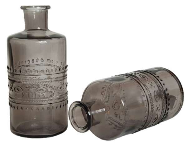 Vase mit Ornamenten 14,5 cm, rauchschwarz - 2