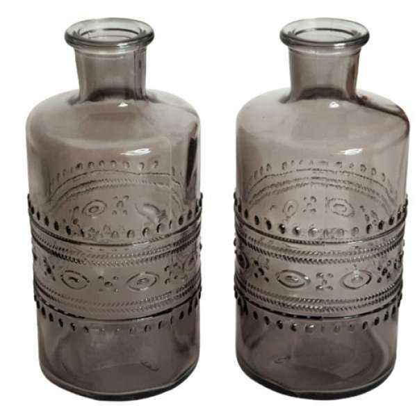 Vase mit Ornamenten 14,5 cm, rauchschwarz - 3