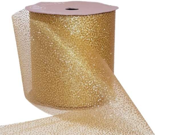 Zartes, festliches Band, Tischband "Glittering" in der Farbe Gold - 3 Zartes, festliches Band, Tischband "Glittering" in der Farbe Gold - 3