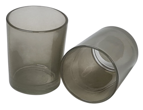 Windlichtglas, grau, Höhe 6,5 cm - 1 Windlichtglas, grau, Höhe 6,5 cm - 1