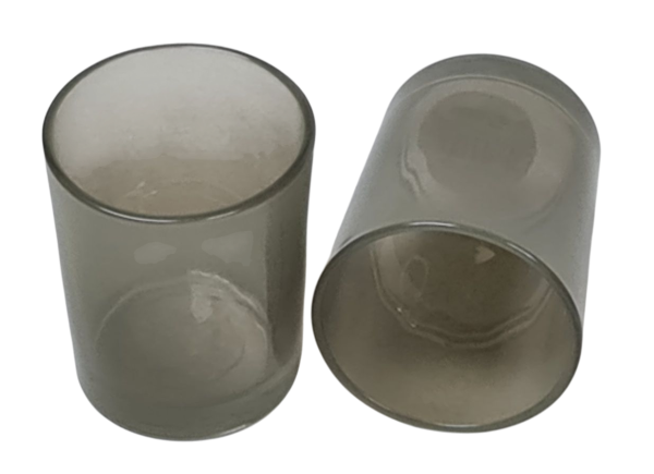 Windlichtglas, grau, Höhe 6,5 cm - 3 Windlichtglas, grau, Höhe 6,5 cm - 3