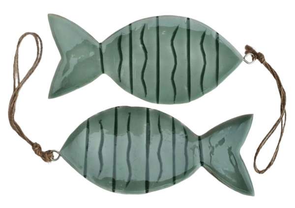 Fisch aus Mangoholz in türkis, glasiert 16 cm - 2