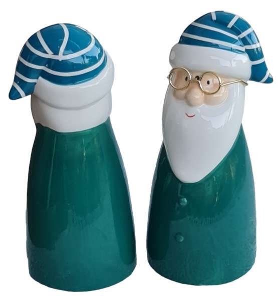 Ein Keramik-Weihnachtsmann in Grüntönen und mit einer Brille für Ihre Weihnachtsdekoration - 3 Ein Keramik-Weihnachtsmann in Grüntönen und mit einer Brille für Ihre Weihnachtsdekoration - 3