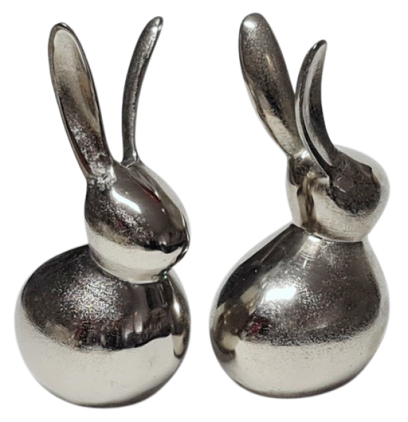 Minimalistische Hasenfigur aus Metall für moderne Osterdekoration