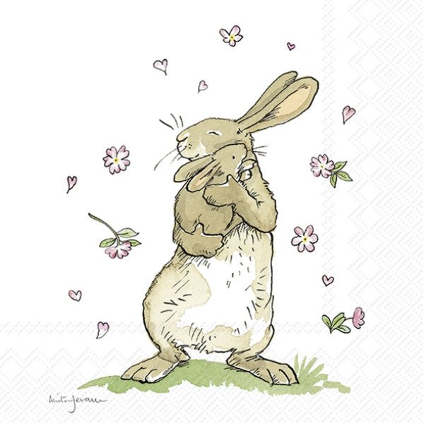 Servietten "Forever together" mit zwei Hasen zu Ostern - 1
