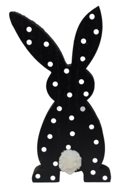 Osterdekoration - großer, schwarzer Hase aus Holz mit weißen Pünktchen - 1 Osterdekoration - großer, schwarzer Hase aus Holz mit weißen Pünktchen - 1
