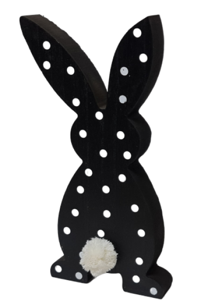 Osterdekoration - großer, schwarzer Hase aus Holz mit weißen Pünktchen - 2 Osterdekoration - großer, schwarzer Hase aus Holz mit weißen Pünktchen - 2
