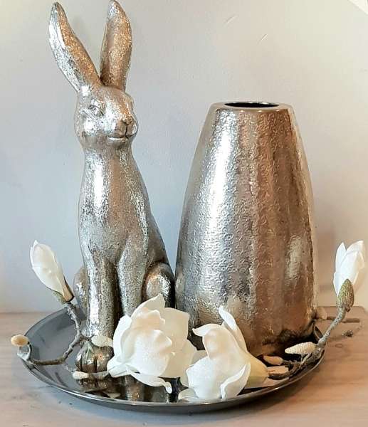 Großer Hase in Silber. Osterdeko, Tischdeko zu Ostern - 6 Großer Hase in Silber. Osterdeko, Tischdeko zu Ostern - 6