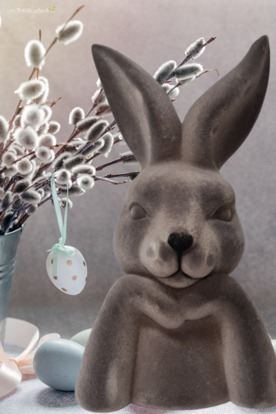 Beflockte hasenbüste, osterhase als osterdeko