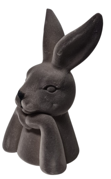 Moderner Osterhase in Grau aus Kunststoff, dekorativ und zeitlos