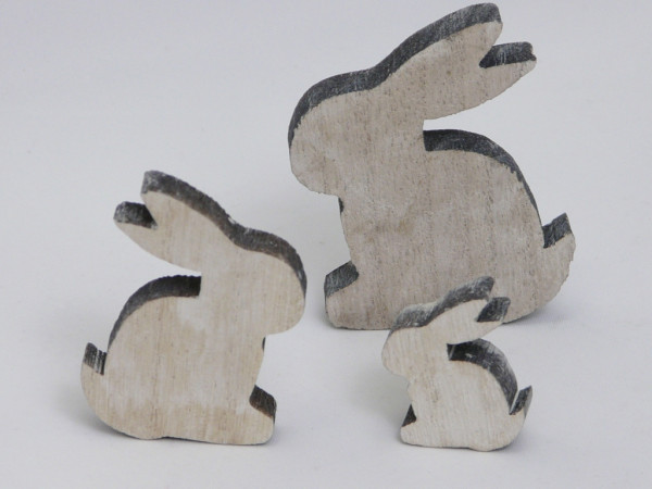 Osterdeko - Hasenfamilie aus Holz. Tischdeko-online zum Osterfest 3