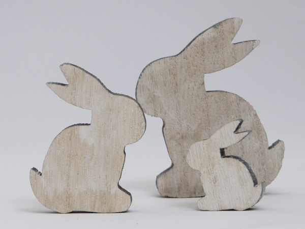 Osterdeko - Hasenfamilie aus Holz. Tischdeko-online zum Osterfest 4