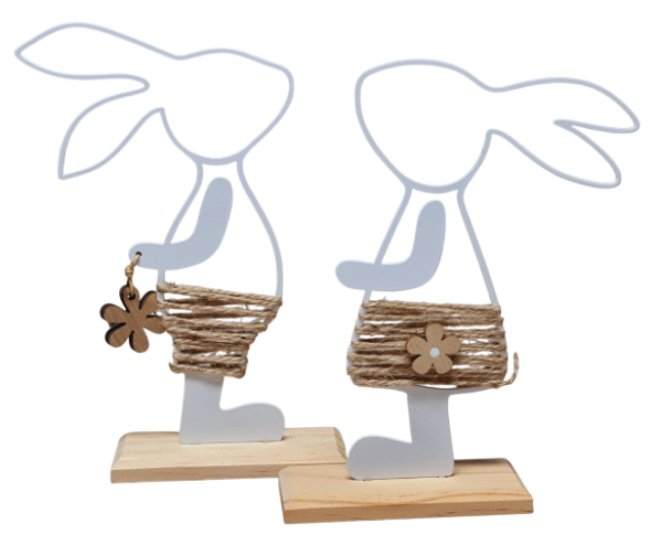 Hasenpärchen aus Metall, 19 cm - als Osterdeko - 1 Hasenpärchen aus Metall, 19 cm - als Osterdeko - 1