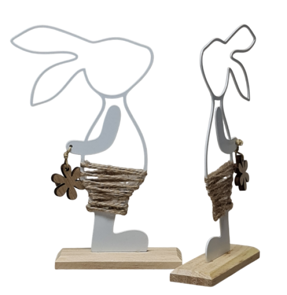 Hasenpärchen aus Metall, 19 cm - als Osterdeko - 2 Hasenpärchen aus Metall, 19 cm - als Osterdeko - 2