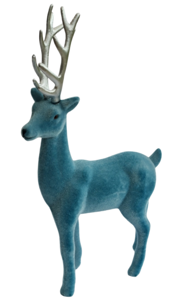 Hirsch, beflockt eisblau - 29 cm - 5 Hirsch, beflockt eisblau - 29 cm - 5