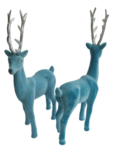 Hirsch, beflockt eisblau - 29 cm - 2 Hirsch, beflockt eisblau - 29 cm - 2