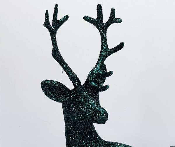 Hirsch in Glitzeroptik in einer tollen Farbe: Smaragdgrün, 30 cm hoch - 4