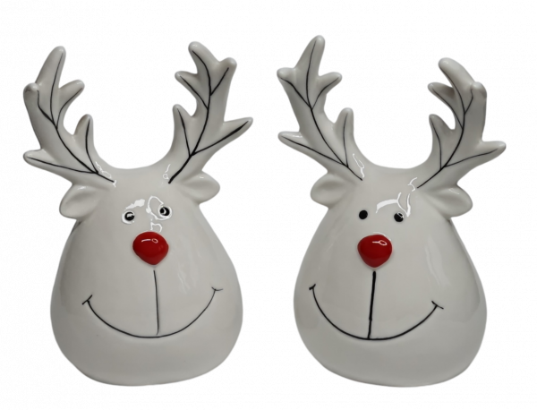 Lustiger Elchkopf aus Keramik mit roter Nase – Weihnachtsdeko - 2 Lustiger Elchkopf aus Keramik mit roter Nase – Weihnachtsdeko - 2