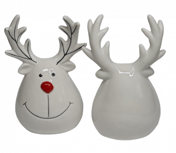 Lustiger Elchkopf aus Keramik mit roter Nase – Weihnachtsdeko - 4 Lustiger Elchkopf aus Keramik mit roter Nase – Weihnachtsdeko - 4