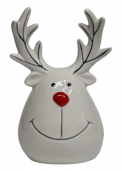 Lustiger Elchkopf aus Keramik mit roter Nase – Weihnachtsdeko - 5 Lustiger Elchkopf aus Keramik mit roter Nase – Weihnachtsdeko - 5