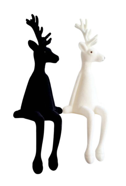 Sitzende Hirschfigur als Kantenhocker – elegante Weihnachtsdeko auf Regal oder Fensterbank