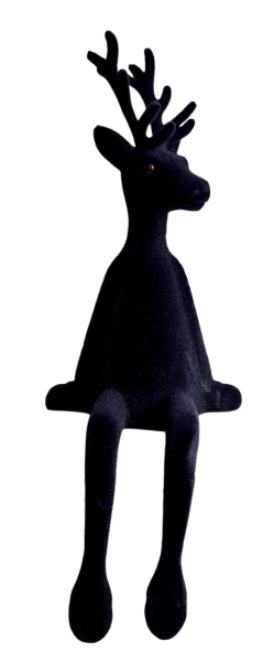 Schwarzer Hirsch Kantenhocker mit Geweih – Weihnachtsfigur 33 cm für moderne Deko
