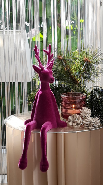 Weihnachtsfigur Hirsch schwarz mit Geweih – edle Kantenfigur 33 cm