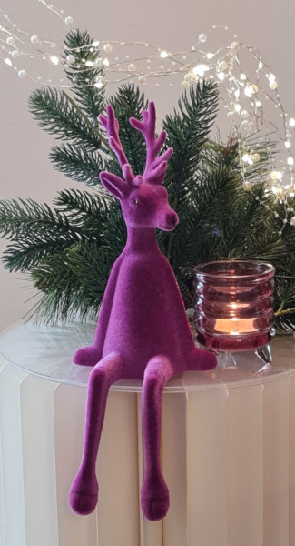 Windlicht mit Glasfüßen in der Farbe Malve