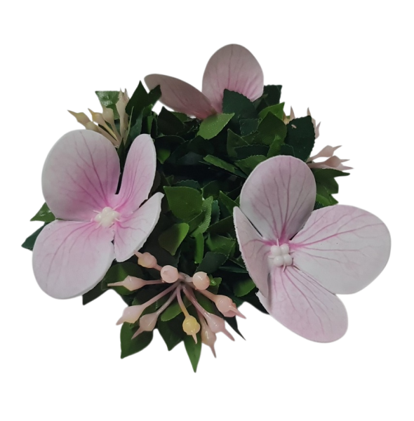 Kleiner Kerzenring mit Hortensienblüten - 1