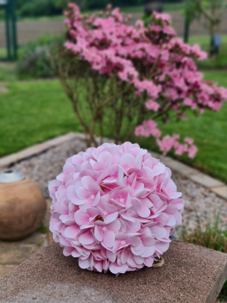Hortensien-Kugel aus Seide, rosa, 20 cm - 4 Hortensien-Kugel aus Seide, rosa, 20 cm - 4