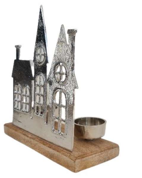 Teelichthalter in Form einer Häuserzeile aus Aluminium - 3 Teelichthalter in Form einer Häuserzeile aus Aluminium - 3