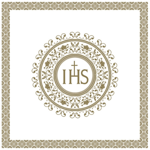 Servietten mit dem Schriftzug IHS, gold Servietten mit dem Schriftzug IHS, gold