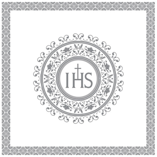 Servietten mit dem Schriftzug IHS, silber Servietten mit dem Schriftzug IHS, silber