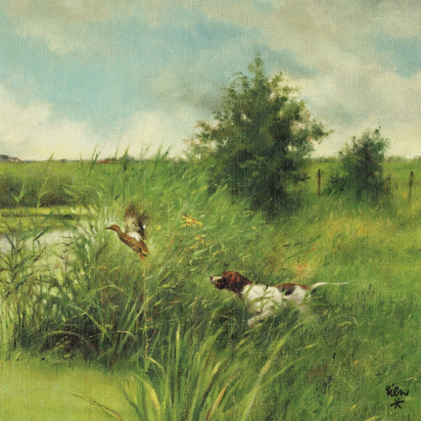 Servietten "Dog hunts Duck" für Ihre Herbstdekoration Servietten "Dog hunts Duck" für Ihre Herbstdekoration