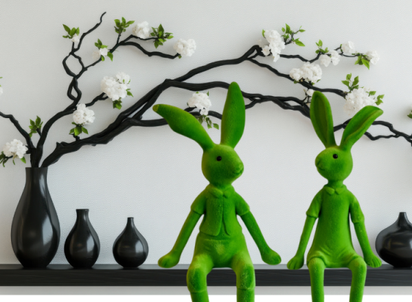 Sitzender Osterhase – Beflockte Dekofigur in 4 Farben - 6