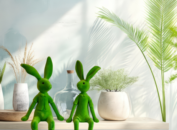 Sitzender Osterhase – Beflockte Dekofigur in 4 Farben - 3