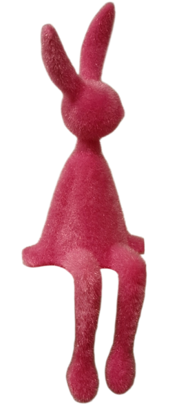 Schwarzer beflockter Sitzhase als Kantenhocker aus Kunststoff, 29 cm groß