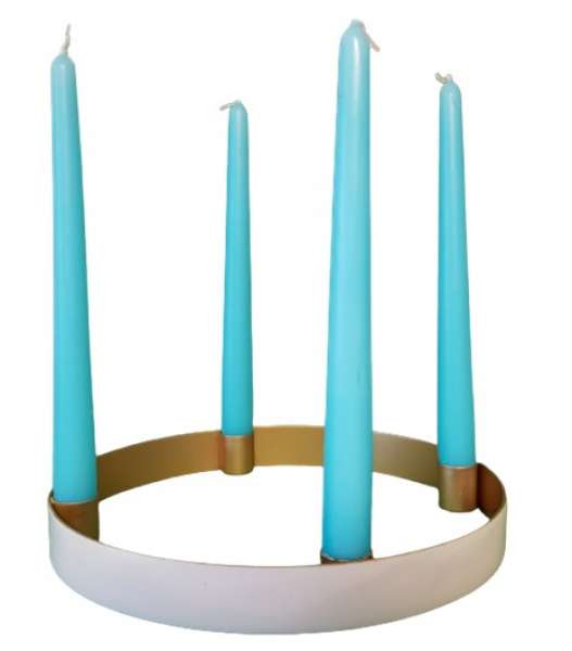 Metallkerzenring, weiß, Kerzenhalter - 2