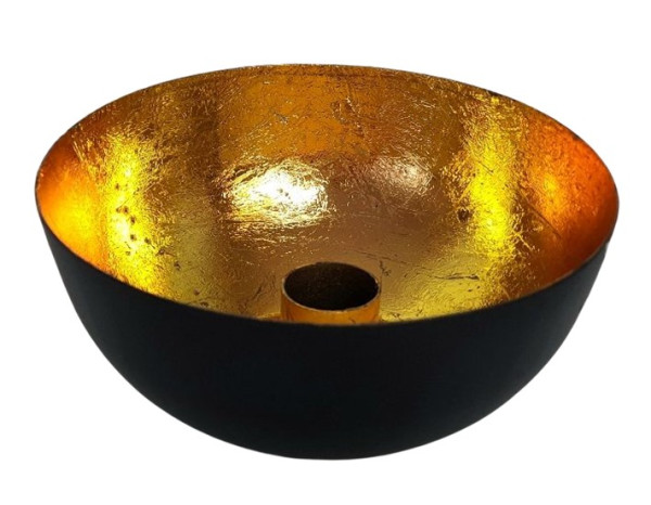 Kerzenhalter, Kerzen-Schale aus Metall, schwarz/gold - 1