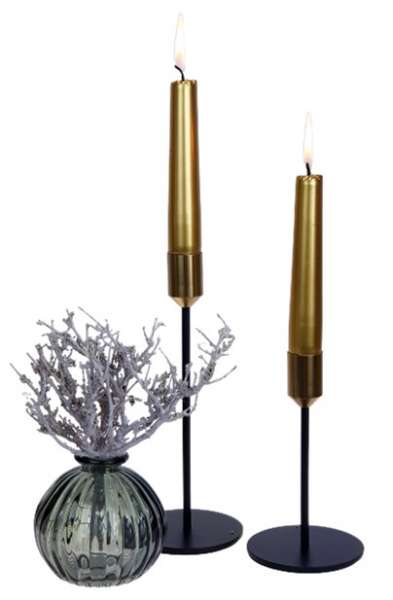 Kerzenhalter aus Metall, schwarz/gold - 2 Kerzenhalter aus Metall, schwarz/gold - 2