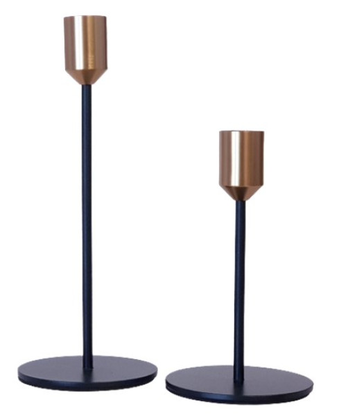 Kerzenhalter aus Metall, schwarz/gold - 1 Kerzenhalter aus Metall, schwarz/gold - 1
