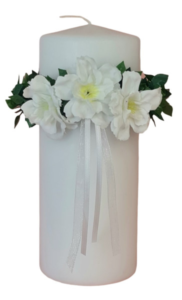 Tropfschutz, Tropffänger aus Rosenblättern mit weißen Kirschblüten und Bändern - 2 Tropfschutz, Tropffänger aus Rosenblättern mit weißen Kirschblüten und Bändern - 2