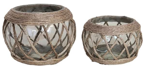 Teelichtglas, Vase mit Kordel in zwei Größen - 3