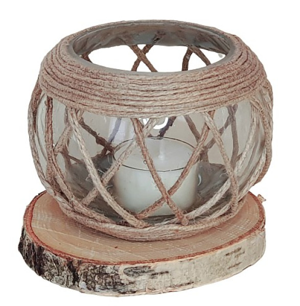 Teelichtglas, Vase mit Kordel in zwei Größen - 1