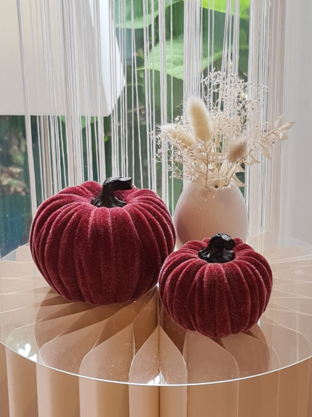2 Kürbisse als Set, beflockt für Herbstdeko 2 Kürbisse als Set, beflockt für Herbstdeko
